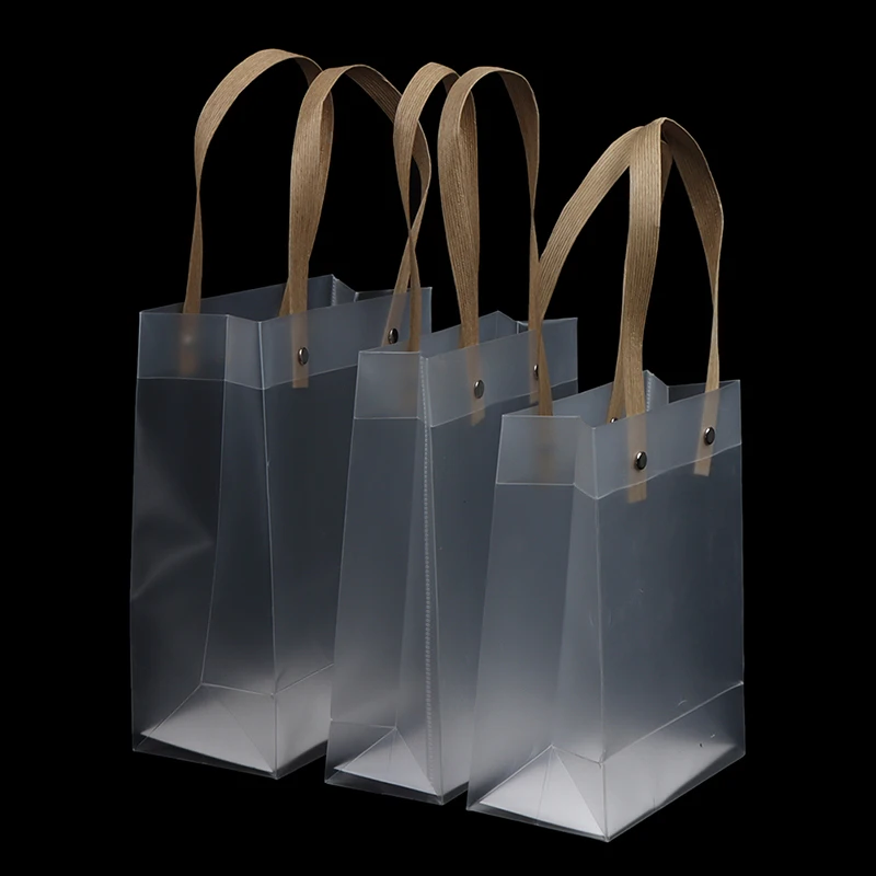

Semi Transparent PVC Frosted PP Handbag Christmas Gift Packing Candy Gift Bag