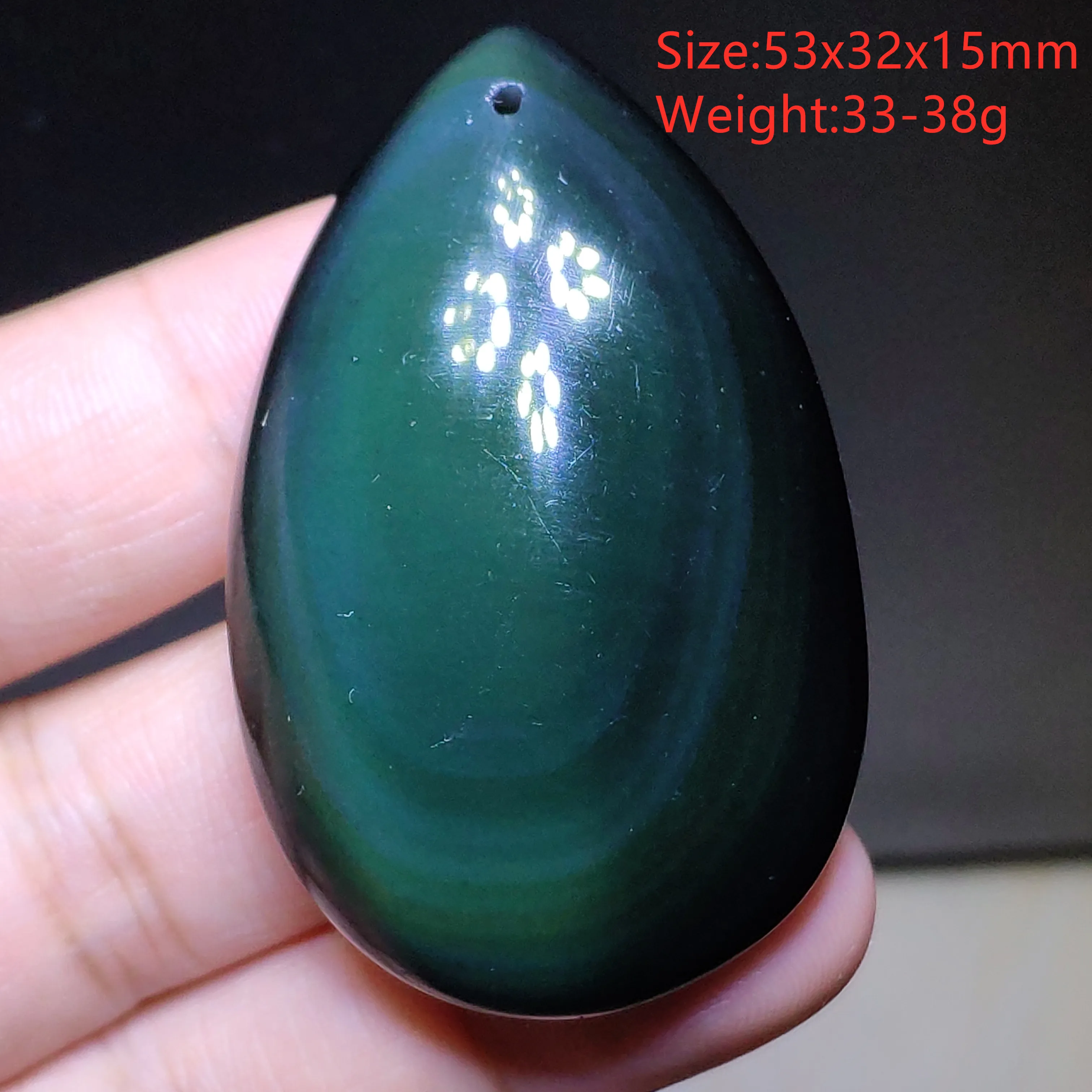 Подвеска в виде капли воды из натурального черного обсидиана большой размер