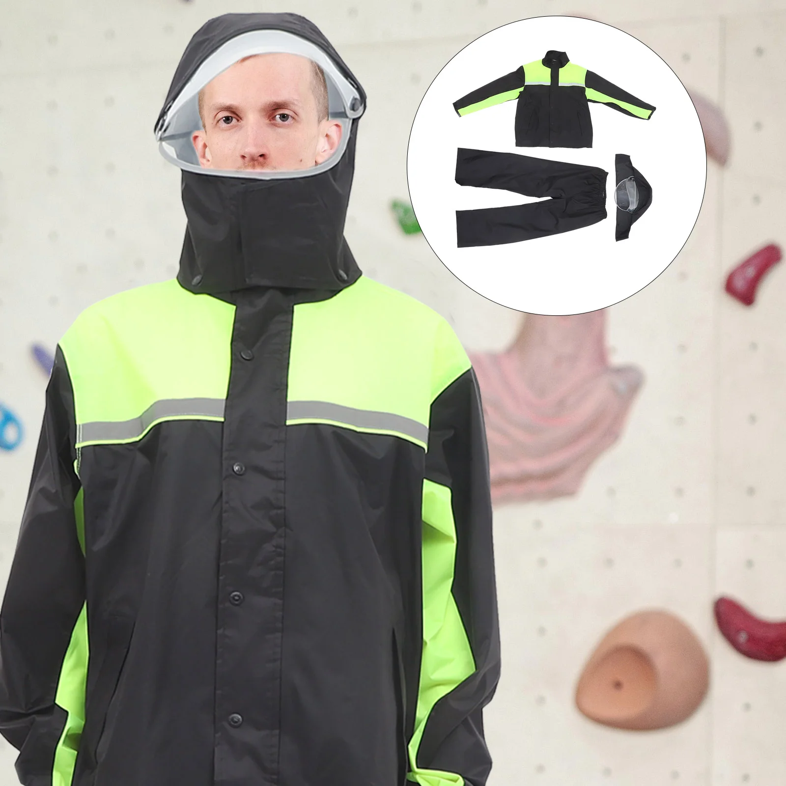 

1 Set Motorcycle Rain Gear Men Rain Jacket Protective Rain Suit Men Rain Pants for Outdoor