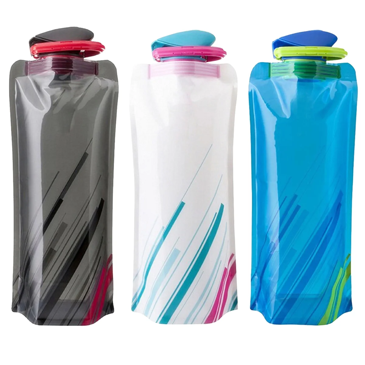 

Foldable Water Bottle PE Sports Water Bag Portable Soft Flask Squeeze Outdoor Hiking Camping Cycling Drinking Water Bag 700ml