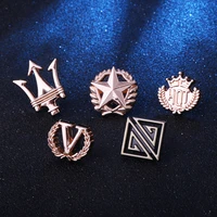 korean fashion mini star crown brooch metal trigeminal lapel pins mens suit shirt collar pin luxury clothing women accessories