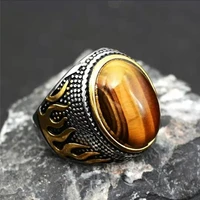 baoshina domineering tigers eyel stone mens ring for luxury party weddiing jewelry male pattern flame rings accessories