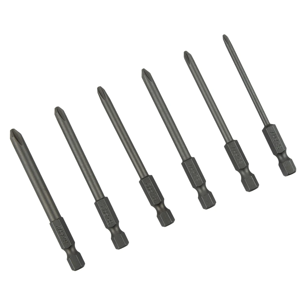 

6Pcs/Set 1/4'' Shank 75mm Long Steel Magnetic Hex Cross Head Screwdriver Bit Ferramentas Parafusadeira Screwdriver Set Tools