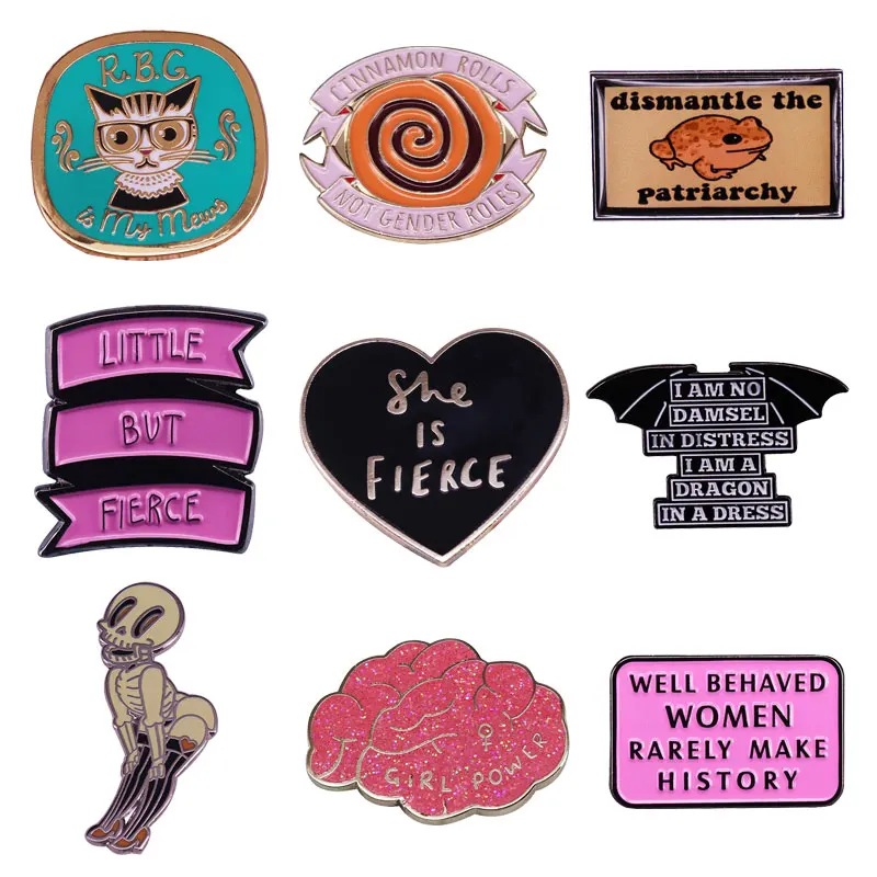 

Interesting Feminist Enamel Pin Brooches Motivational Metal Brooch Pins Backpack Badge Collar Jewelry Gift for Women Wholesale