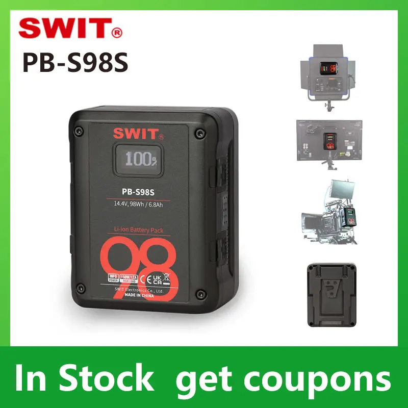 

SWIT PB-S98S 98Wh Multi-sockets Square V Mount Digital Battery For Cine-cameras, Max 150W, 12A Load, 2× D-tap Output Sockets