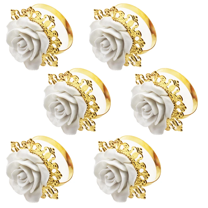 

Кольца для салфеток ZMASEY 4/6 шт., белые розы