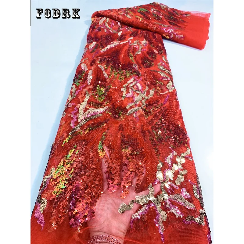 

Африканские блестки для жениха, кружевная ткань, высокое качество 2023, тяжелые бусины, вышивка, французская фотосессия, свадебная фотография 5 ярдов