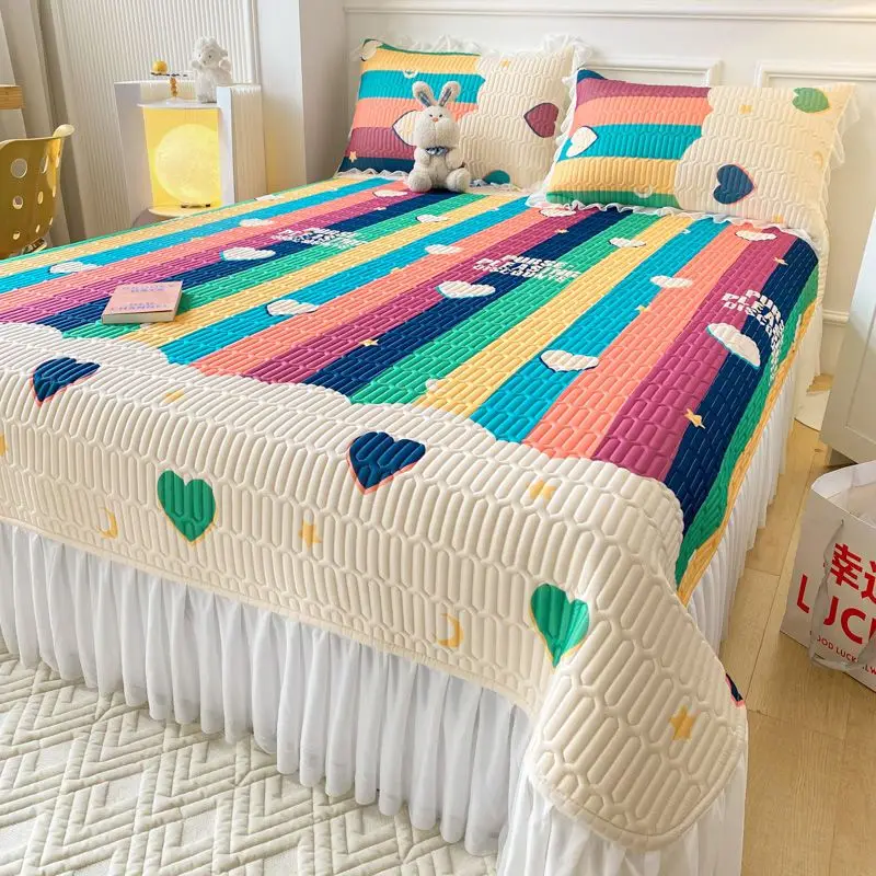 

WASART Summer latex quilted mattress single double folding sleeping mat print bedspreads cool cozy bed protection pad king size