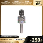 Микрофон для караоке LuazON LZZ-70, 5 Вт, 1800 мАч, коррекция голоса, подсветка, серебристый 4495053