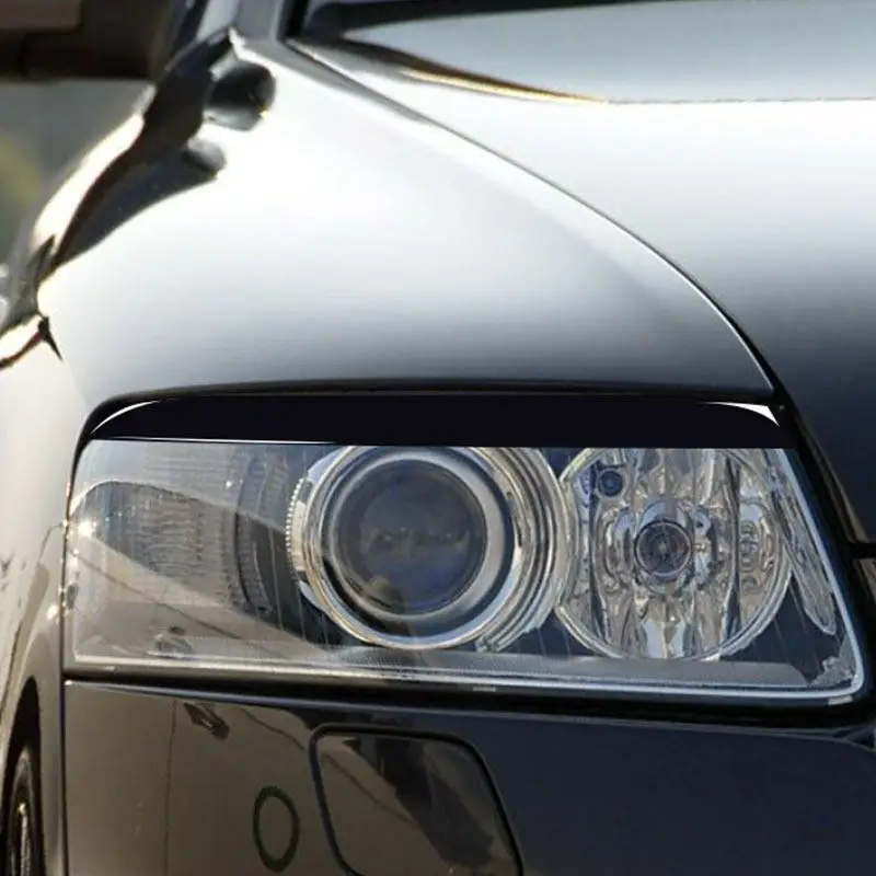 

2 шт., черные автомобильные аксессуары для фортепиано, автомобильные фары, накладка для бровей для Audi A6 C6 4F 2004 2005 2006 2007 2008 2009