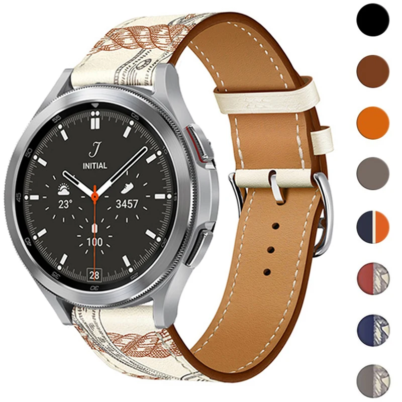 

Ремешок кожаный для Samsung Galaxy watch 4 Classic, браслет для Active 2 40 мм Huawei GT2 3 Pro Galaxy Watch 4, 20 мм 22 мм 46 мм
