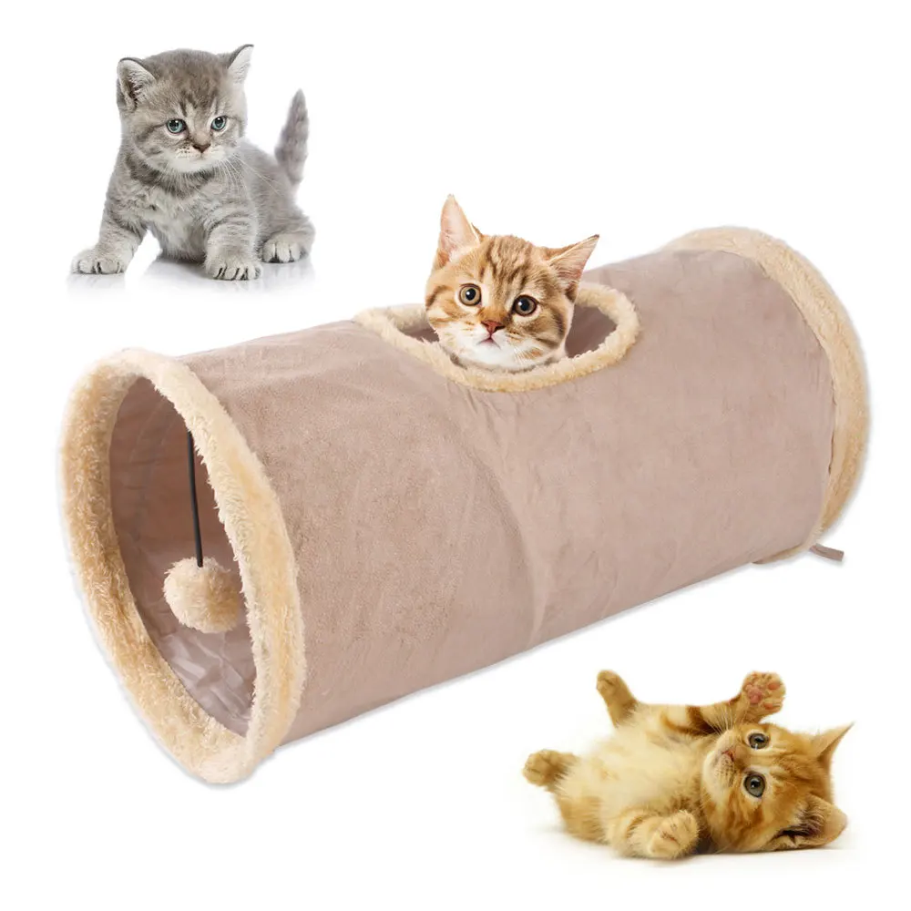 Foldable Cat Tunnel Faux Suede Pet House Drill Bucket Disposable Toys For Kitten Playing Hiding Exercising Funny Cat Channel New