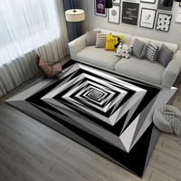3d three dimensional illusion round black and white visual carpet living room bedroom coffee table sofa floor mat gaming carpet