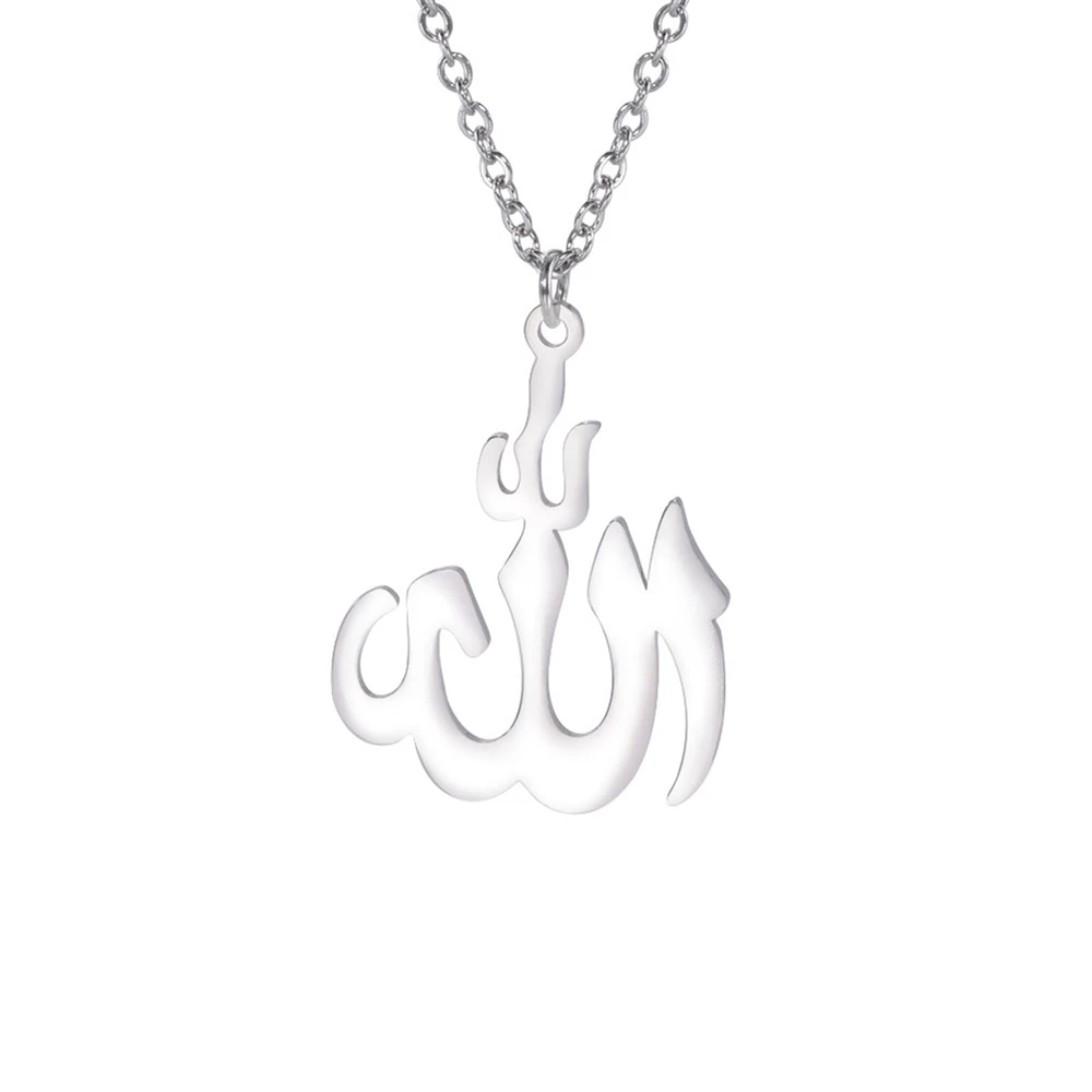 

Xincong Stainless Steel Jewelry Dropshipping Steel Color 26.5x20.3mm Arabic Script Pendant Necklace With 45+5cm Link Chain
