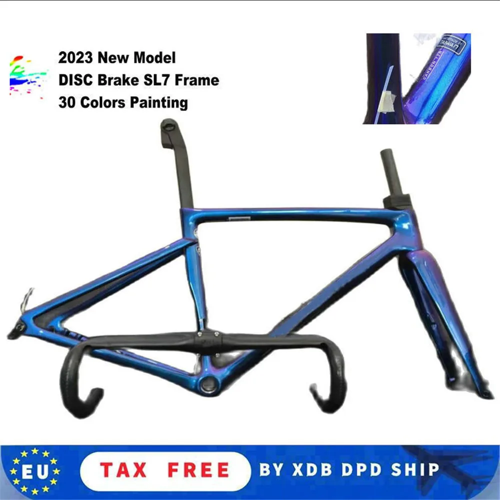 

T1000 Blue Chameleon Disc Brake Sl7 Carbon Frames Road Bicycle Frameset With Handlebar DPD UPS