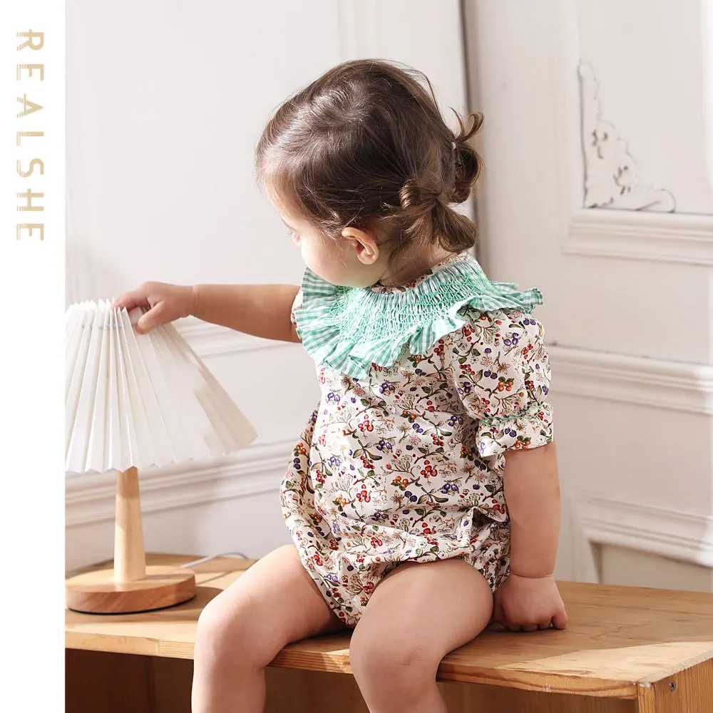 

Boy Romper for Girls Summer Newborn Baby Girls Clothes Short Sleeve Print Plaid Jumpsuit 0-24months Baby Clothing 2023