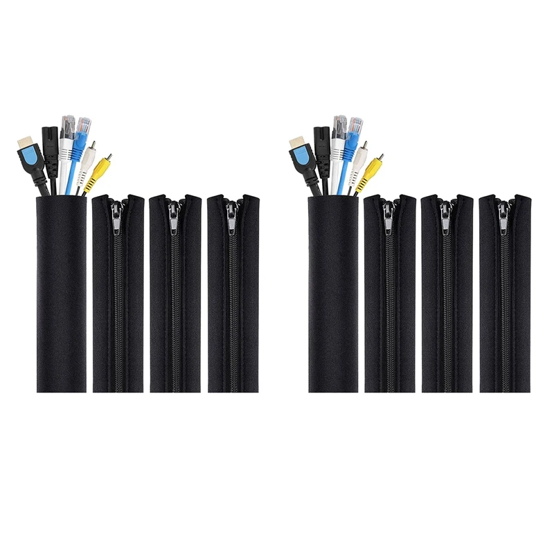 

8 Pack Cable Tidy Tube For TV Computer Home Entertainment,Cable Management Zipper Sleeve Cable Organisers Sleeve