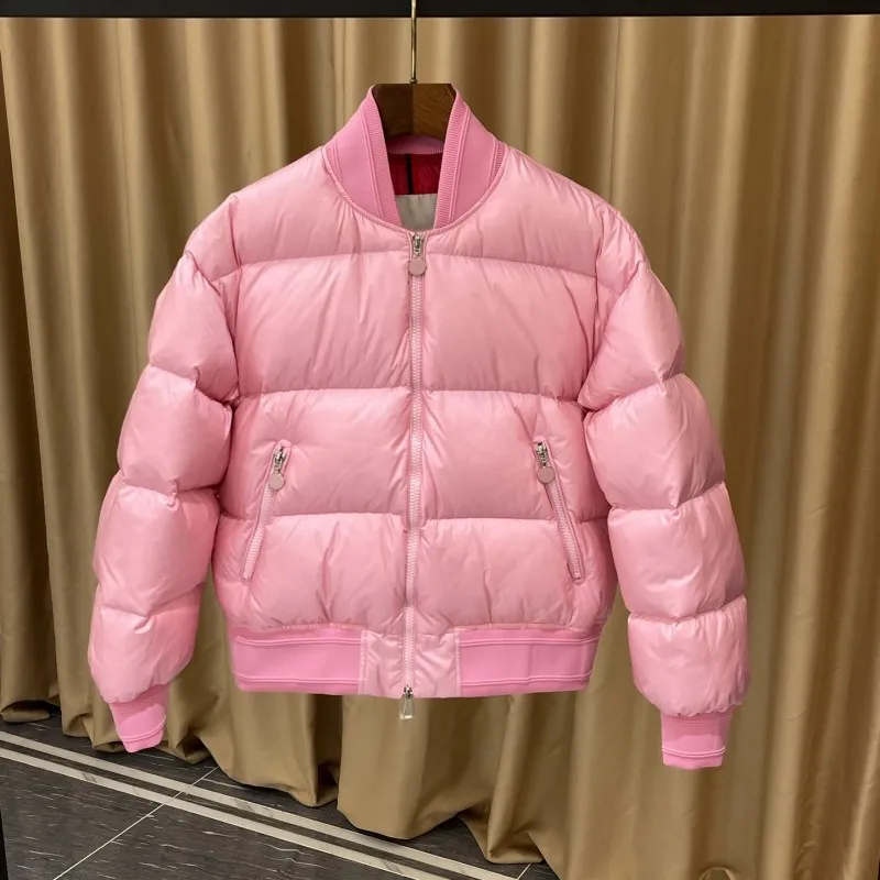 

wintertime Men and women Stand collar Down jacket Y2K Casual jacket Knitted three-dimensional LOGO warm fashion Flight jacket