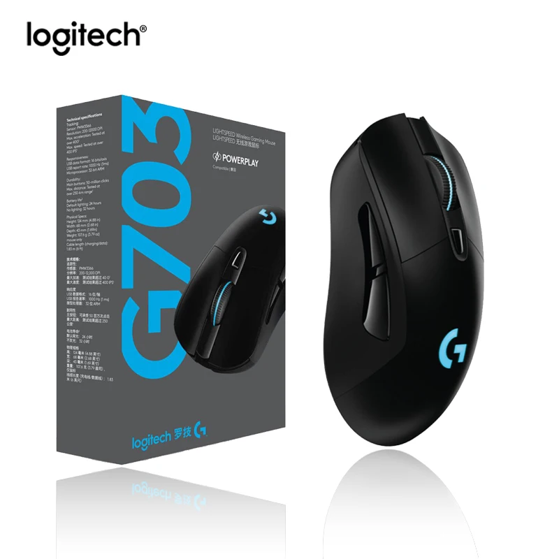

Беспроводная игровая оптическая мышь Logitech G703 Lightspeed, черная, подходит для семейных деловых игр