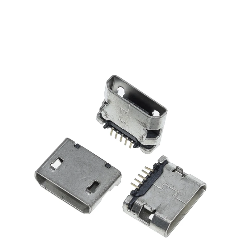 

10/50/100 шт. Micro USB 5-контактный без стороны бычьего рога, гнездовой USB-разъем с плоским ртом, четыре ножки, разъем мини-USB