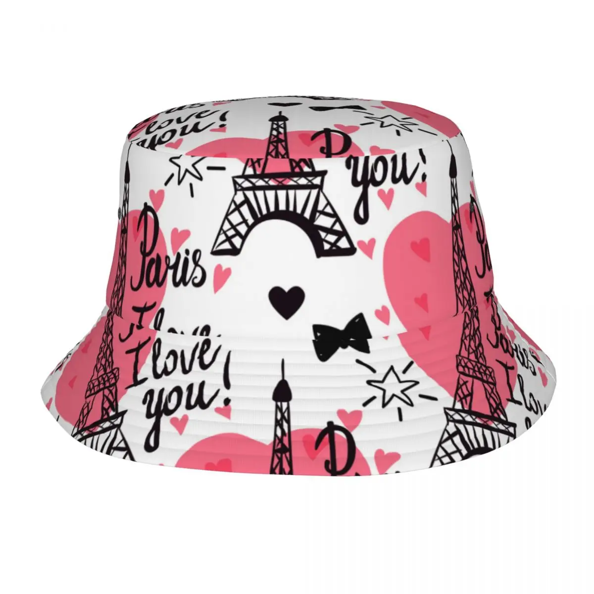 

2023 Men Women Summer Ink Eiffel Tower Paris Love Bucket Hat Bob Fisherman hat Outdoor Travel Sun Visor Fashion Panama