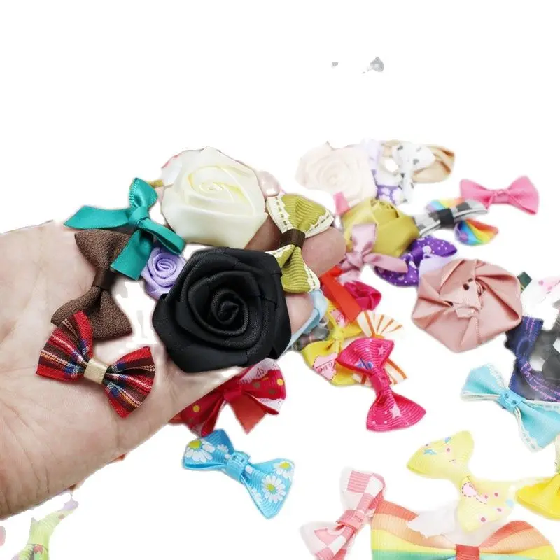 

20/50ocs Mix ribbon bows Polyester Satin ribbon Bow Flower Decoration Love gift decoration for crafts mariage