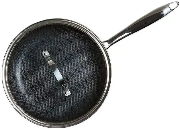 

8 inch Skillet Fry Pan with Lid, Stainless Steel, Nonstick, Dishwasher Safe, Oven Safe Cake pan for baking Air fryer liner Cooli