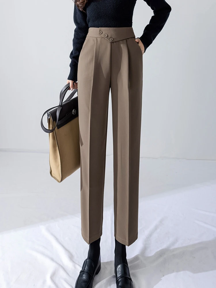 

Casual Suit Pants High Waist Slim Nine Points Harem Pants 2022 Autumn New Korean Fashion Women'S Clothing