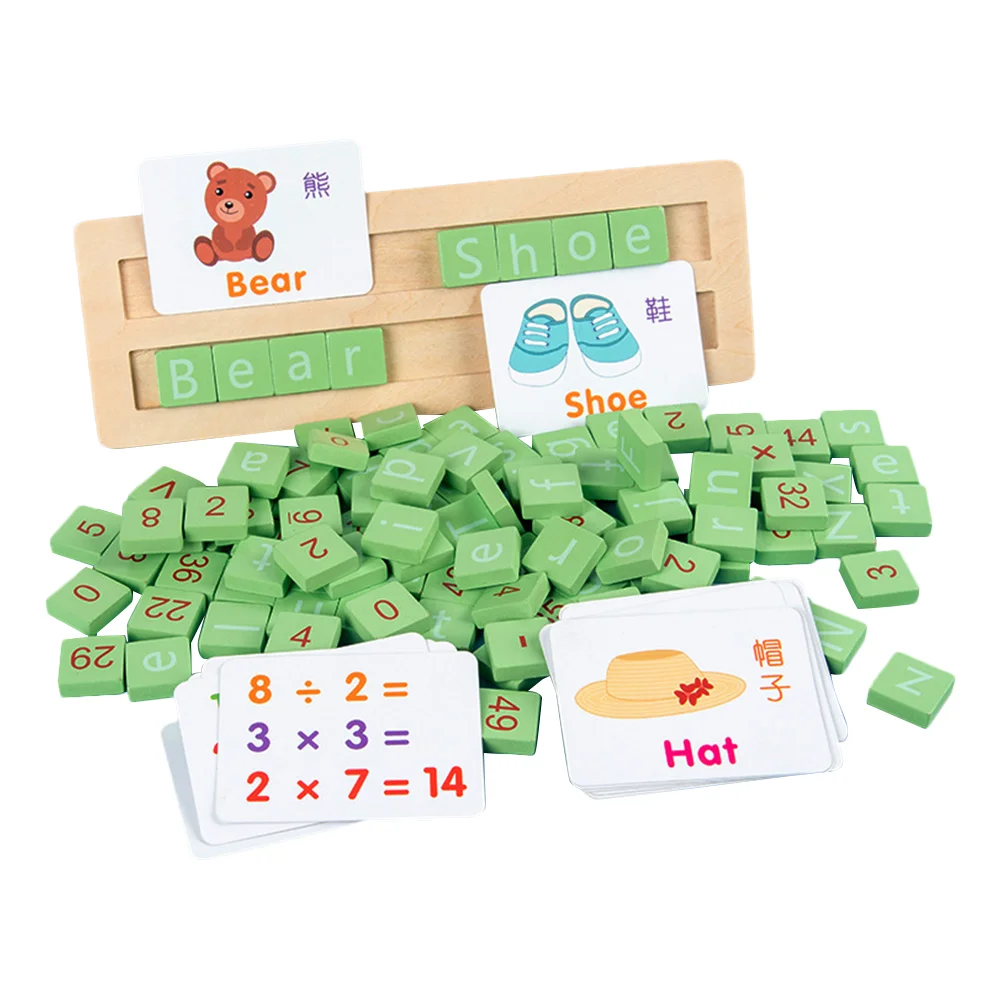 

Toy Game Learning Alphabet Letter Number Word Wooden Block Matching Memory Spelling Blocks Kids Cognition Counting Children