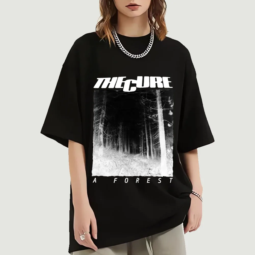

Streetwear 90S The Cure A Forest T Shirt Female Male Fashion Harajuku Black T-Shirt Pop Hip Hop Graphic Printed T Shirts Tops