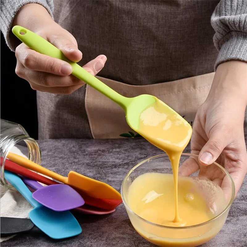 

21CM Hot Universal Heat Resistant Integrate Handle Silicone Spoon Scraper Spatula Ice Cream Cake Kitchen Tool Utensil