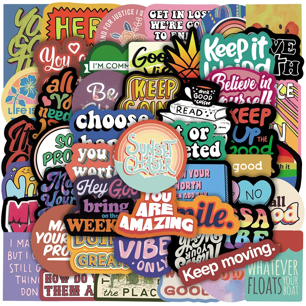 10/30/50 Pcs Colorful Motivational Phrases Sticker Quotes Sentences Waterproof for Phone Laptop Office Study Room Graffiti Decal