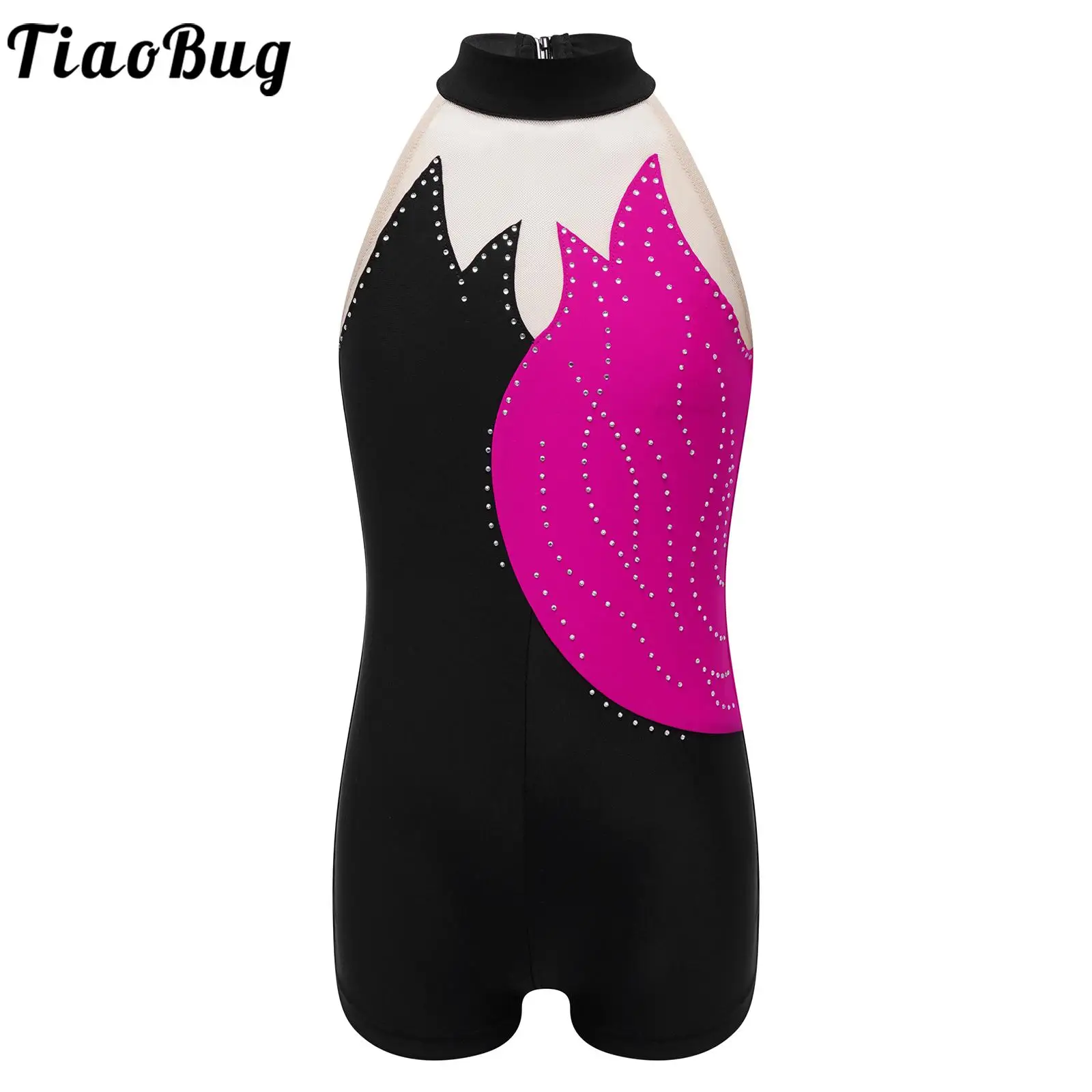 

Kids Girls Ballet Dance Shorty Unitard Sleeveless Shiny Rhinestone Gymnastics Leotards Figure Skating Jumpsuit Bodysuit Clothing