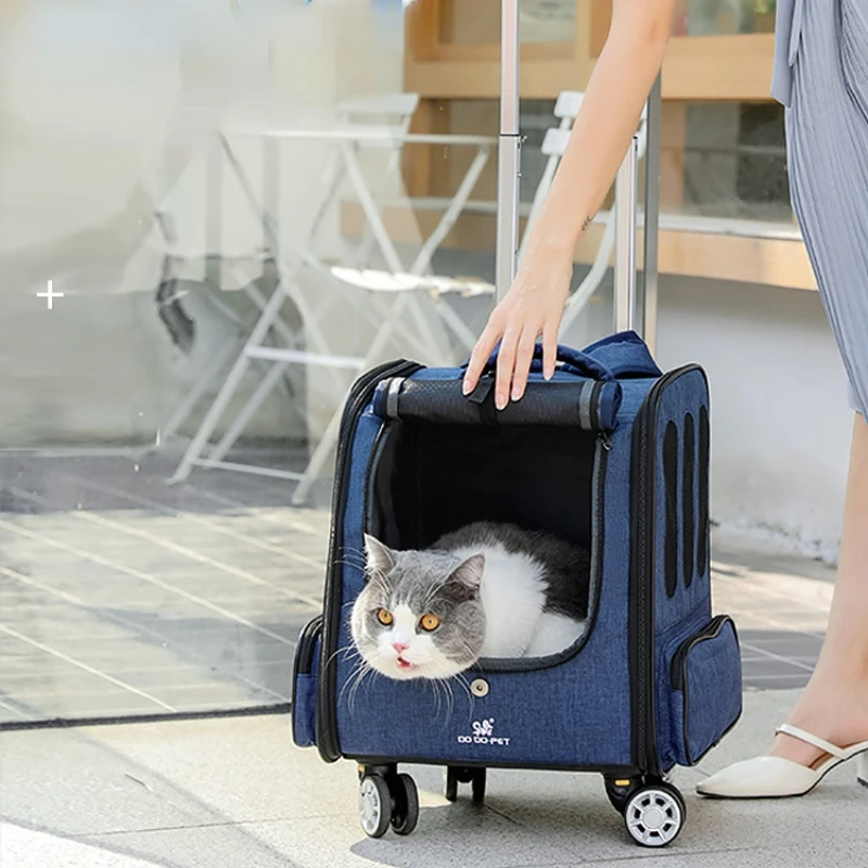 

Fashion Carrier for Dogs Comfortable Breathable Car Dog Basket Universal Pulley Stroller for Animals Folding Storage Dog Crate