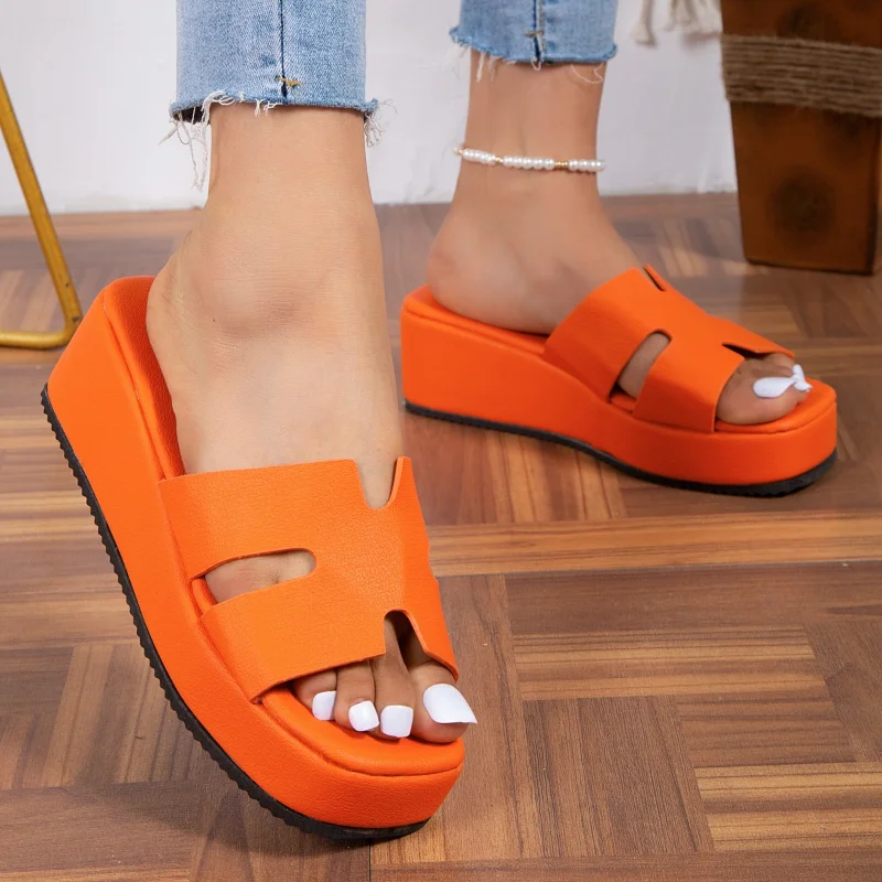 Shoes for Women 2023 High Quality Open Toe Women Slippers Summer Solid Color Wedge Shoes Female Platform Slippers Zapatos Mujer