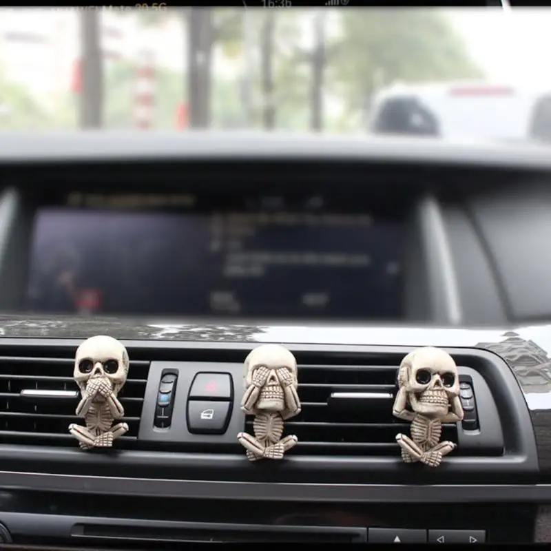 

Personalized Skull Ghost Car Air Freshener Vent Clip Skeleton Resin Car Diffuser Vent Clip Creative Gifts 3pcs Ghost Head