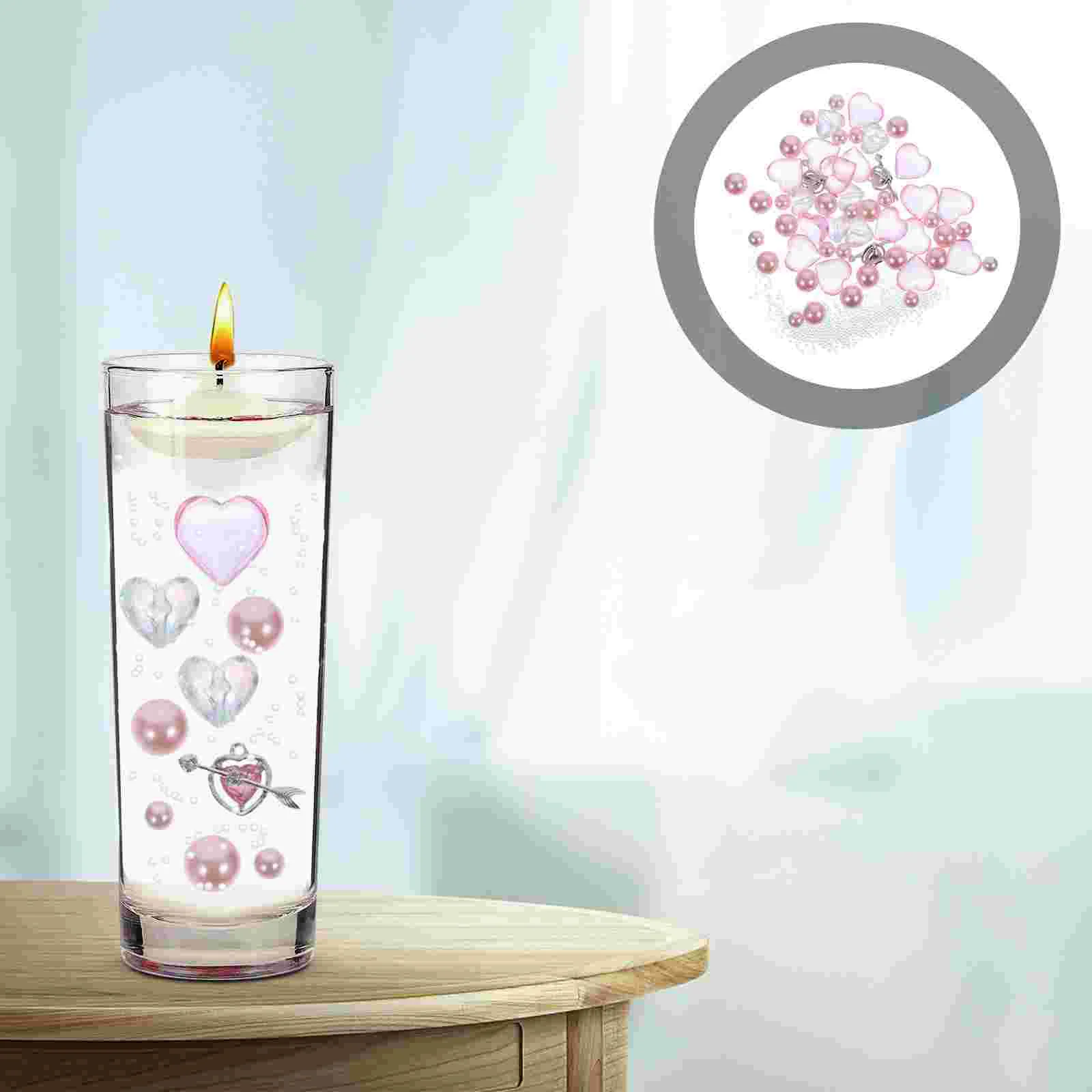 

Beads Floating Vase Filler Acrylic Pearl Water Fake Heart Valentine Vases Artificial Faux Fillers Clear Cupid Imitation Charms