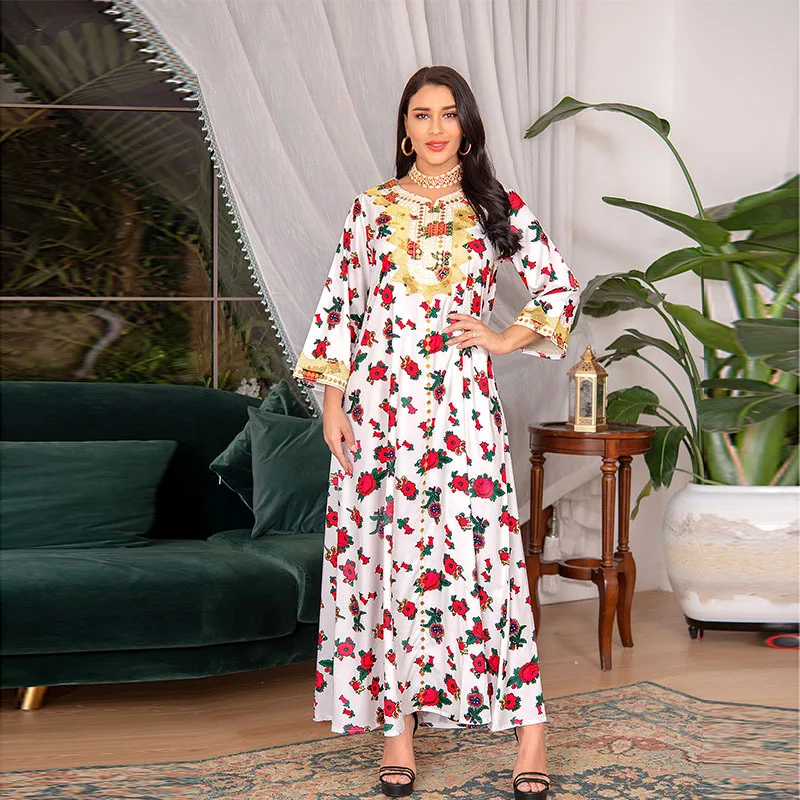 

Middle East Women Clothing Fashion Muslim Hijab Dress 2021 Ramadan Eid Jalabiya Dubai Moroccan Kaftan Oman Arabic Robe