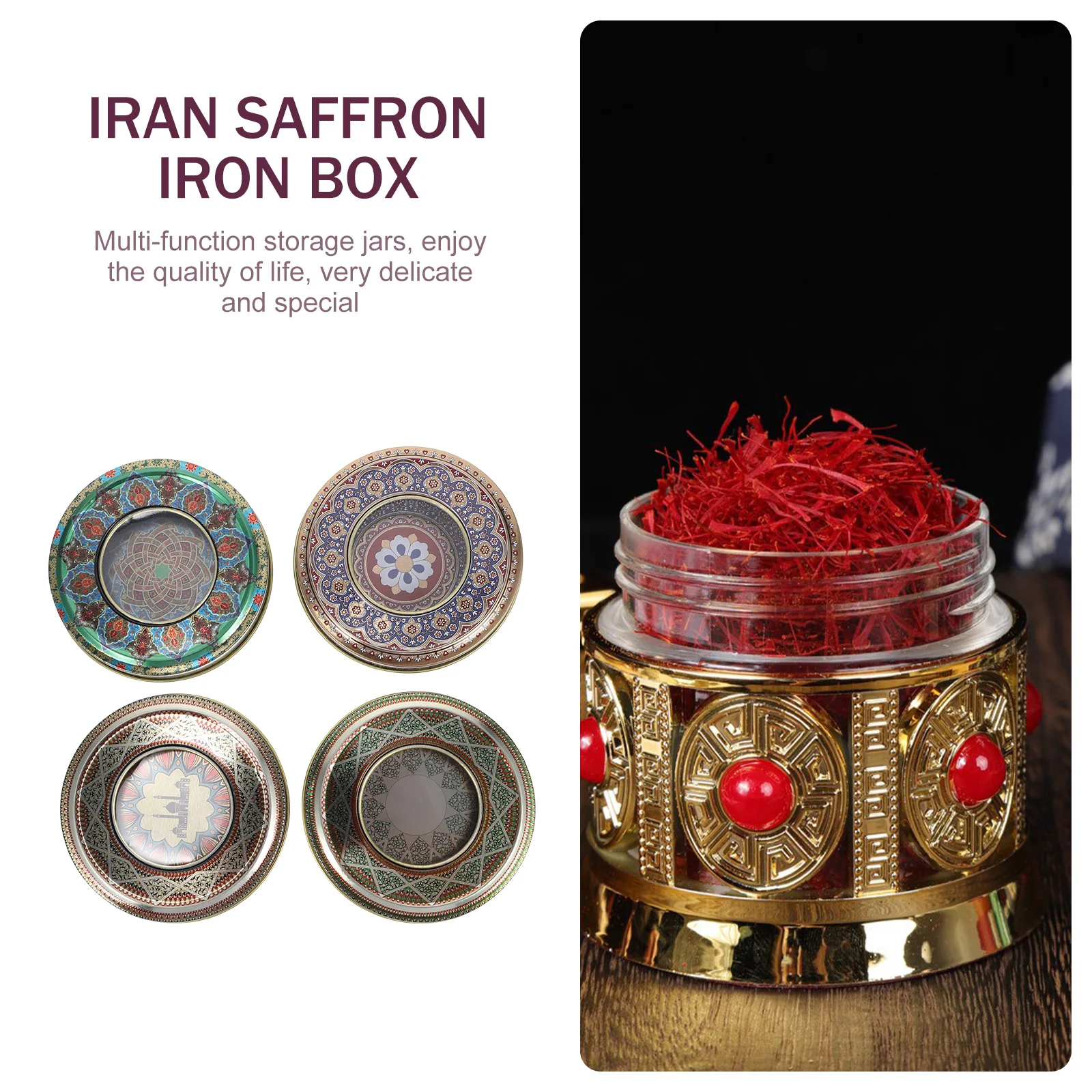 

Tin Saffron Storage Boxes Jar Empty Container Cans Tins Tealidsmetal Tinplate Canister Premium Round Holders Wrapping Emtpy