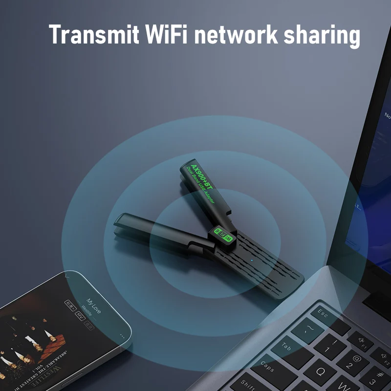 Фото AX900 WiFi USB-адаптер WiFi6 Bluetooth 5,4 двухдиапазонный 2,4G + 5,8 ГГц 2 антенный ключ USB приемник беспроводной карты для ПК/ноутбука №3