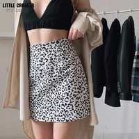 2022 new color leopard print temperament a short skirt womens spring new korean slim skirt joker high waist hip skirt tide