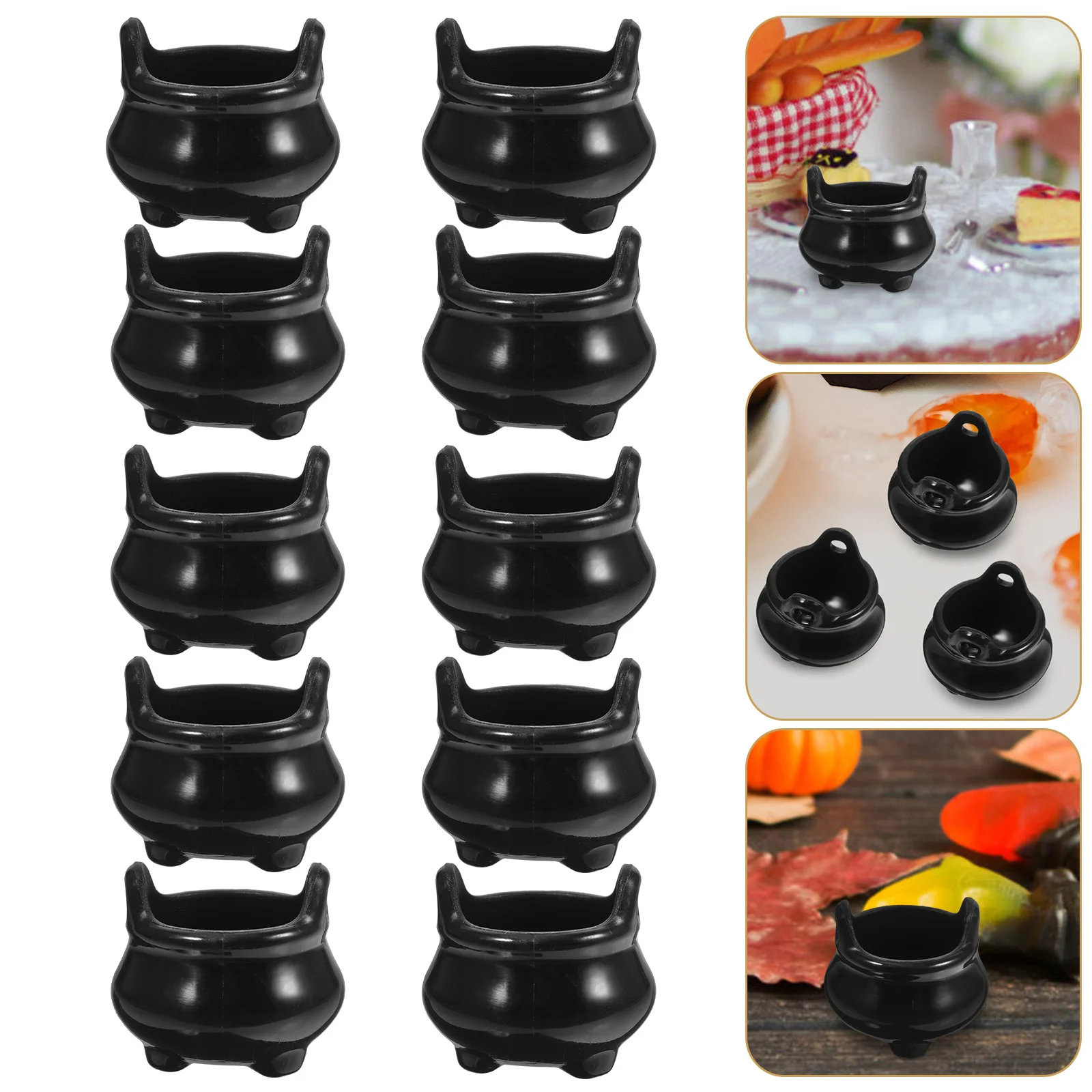 

10 Pcs Miniature Toys Cauldron Halloween Miniatures For Crafts Plastic Ornaments House Witch's bowler hat