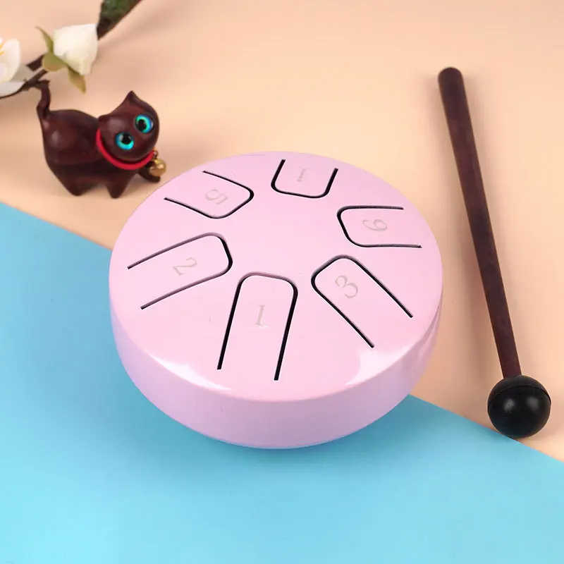 

3.8 Inch Mini Ethereal Drum 6 Tone Children Steel Tongue Drum Tambourine with Accessories Yoga Meditation Percussion Instruments