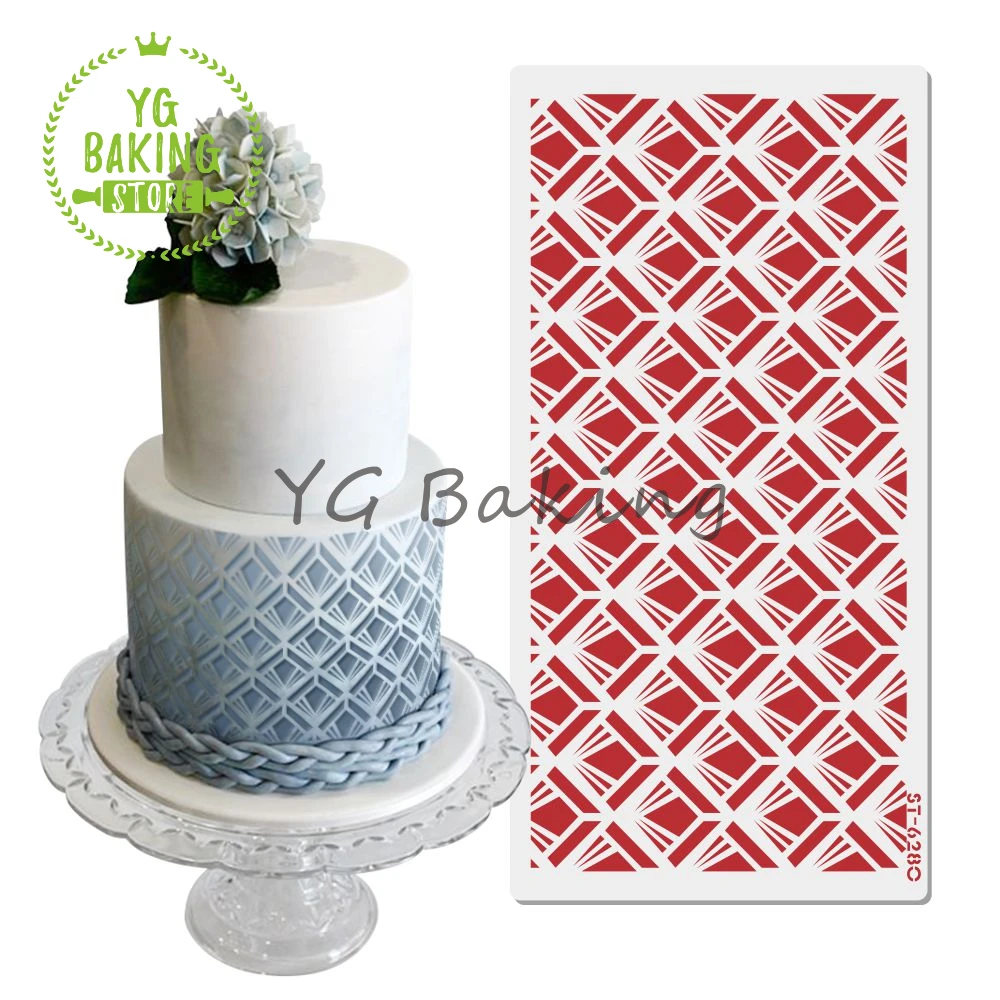 

Dorica Diamond Design Diy Pastry Template Plastic Lace Side Cake Stencil For Wedding Cake Decorating Tools Kitchen Bakeware