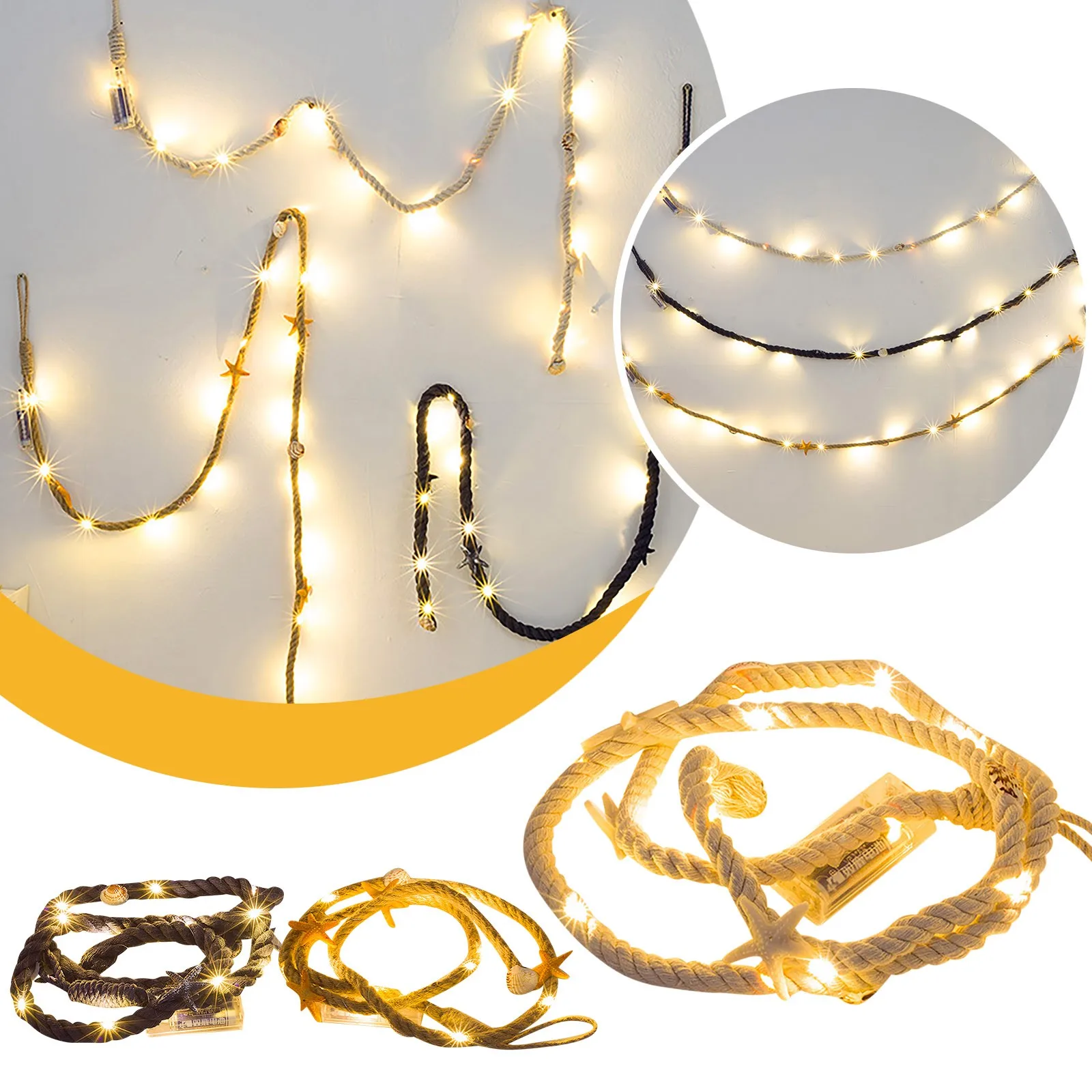 

LED Christmas Day Light String Cotton Rope Decorative Lights Bedroom Dining Room Lights Battery Pack for Christmas Lights String