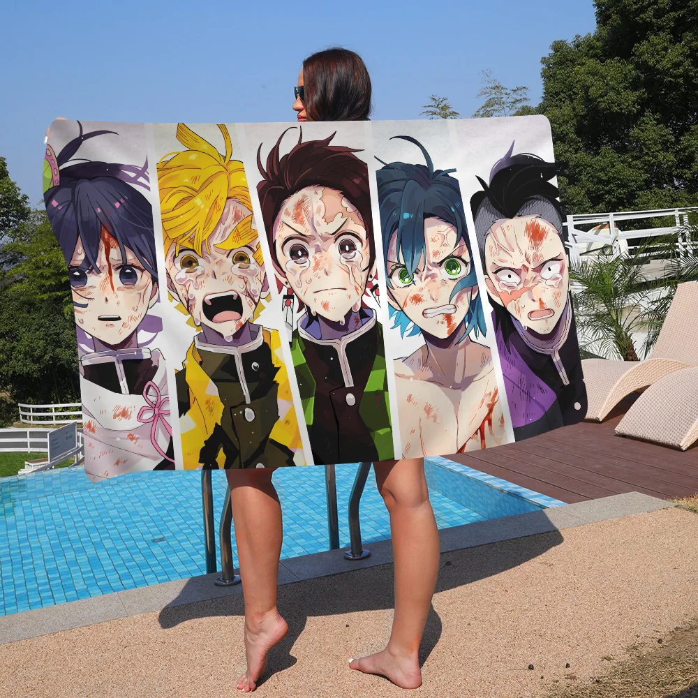Demon Slayer Tanjirou Yoriichi Zenitsu Пляжное полотенце с принтом из микрофибры Альпинизм Йога