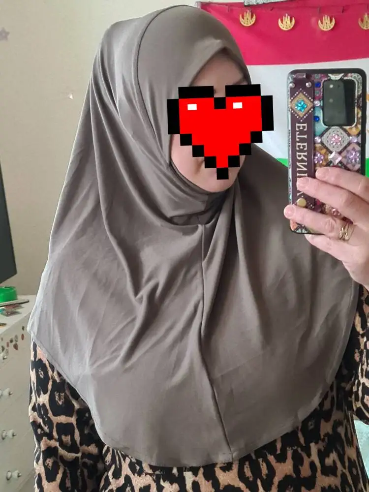 H124 Plain Large Size Muslim Hijab with Chin Part Top Quality Amira Pull on Islamic Scarf Hot Sell Headscarf Ramadan Pray Hats