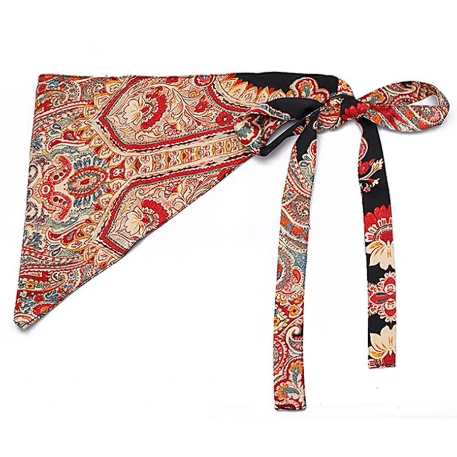 Необычный разноцветный бандажный широкий пояс на талии платье Оби ремни