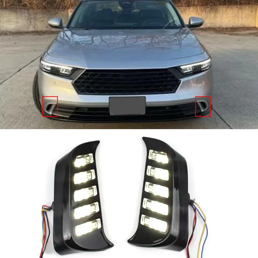 

2pcs LED Fog Lamp Daytime Running Light Turn Signal For Honda For Accord 11th 2023-24 Dynamic DRL Super Bright