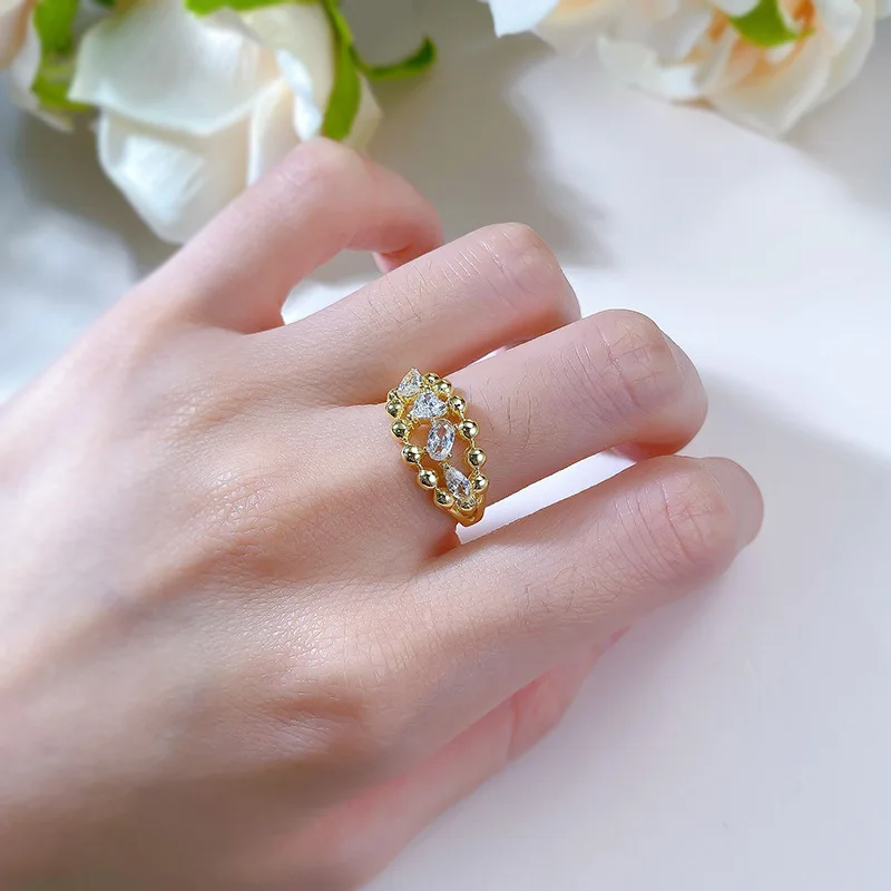 S925 Серебряное кольцо с золотым покрытием